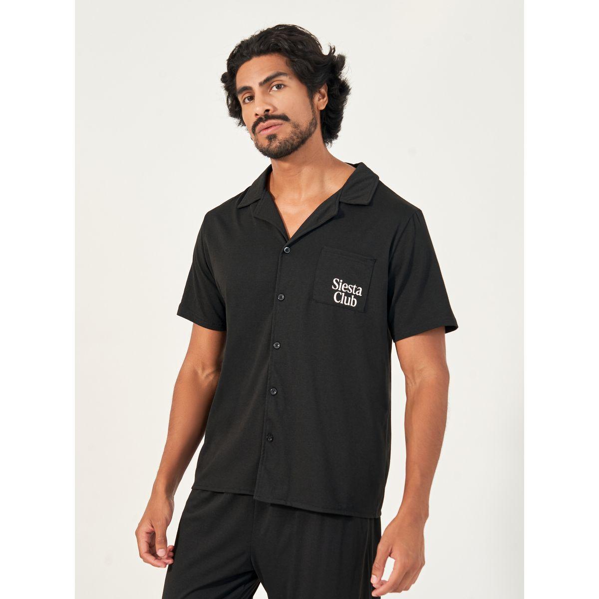 طقم من بنطال بيجاما مع قميص بأكمام قصيرة-men-clothing-nightwear-sets-image-2