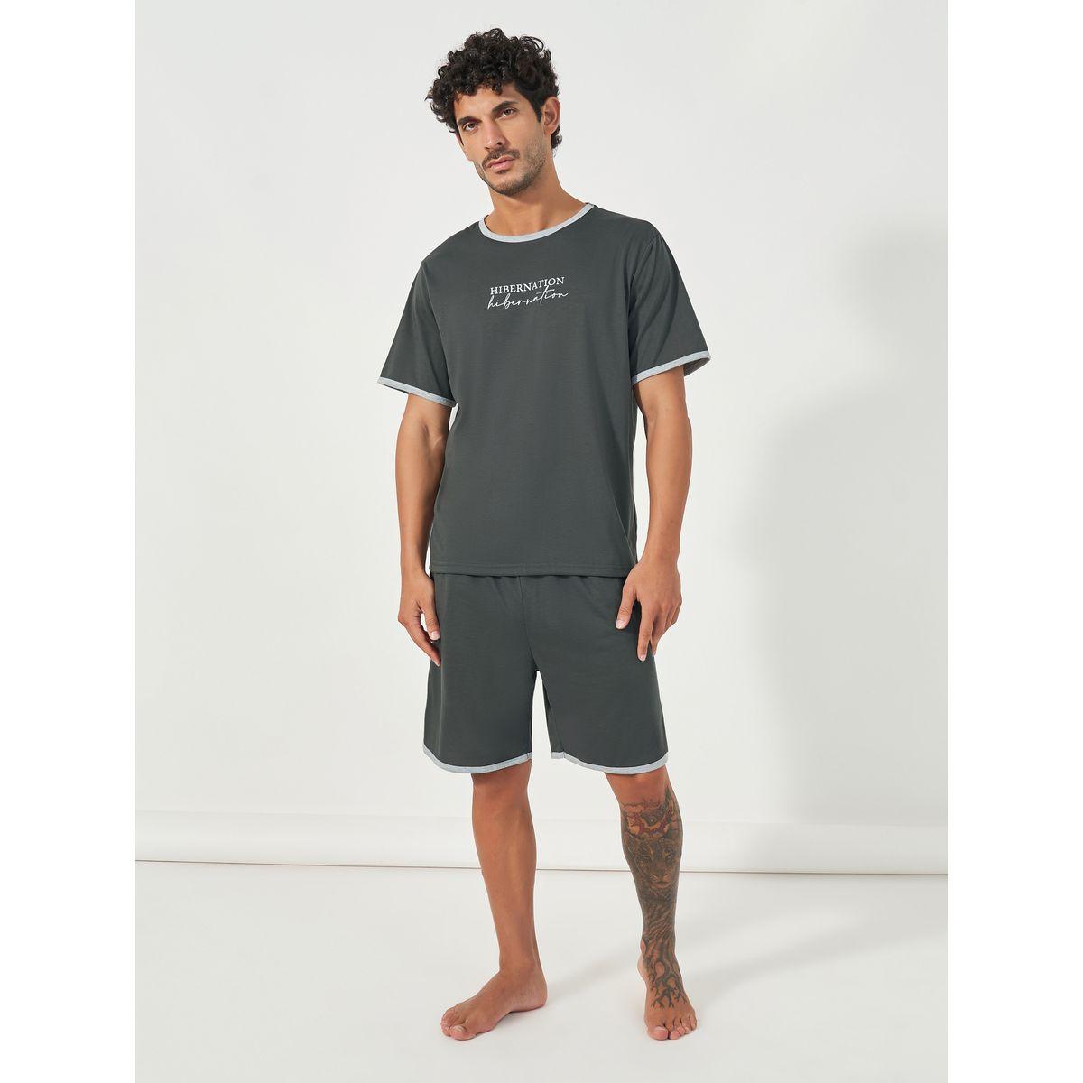 Styli Unwind Slogan Print T-Shit & Shorts Set-men-clothing-nightwear-sets-image-1