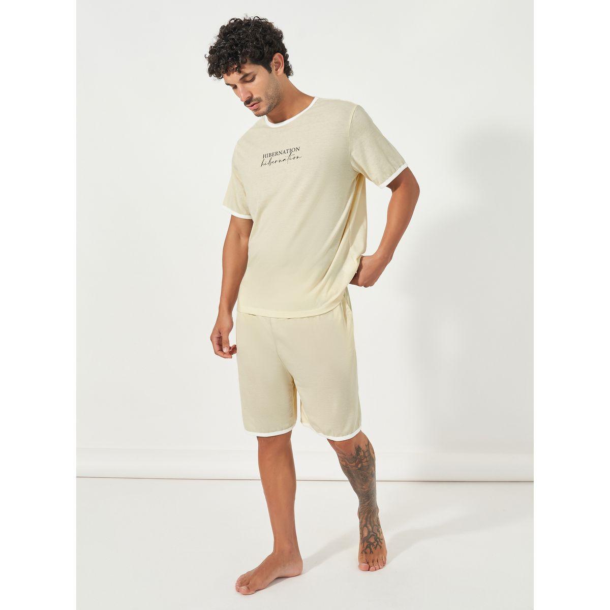 Styli Unwind Slogan Print T-Shit & Shorts Set-men-clothing-nightwear-sets-image-1