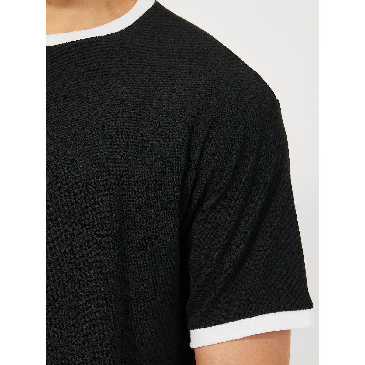 Styli Unwind Towel Knit T-Shirt & Contrast Trim Shorts Set-men-clothing-nightwear-sets-image-3