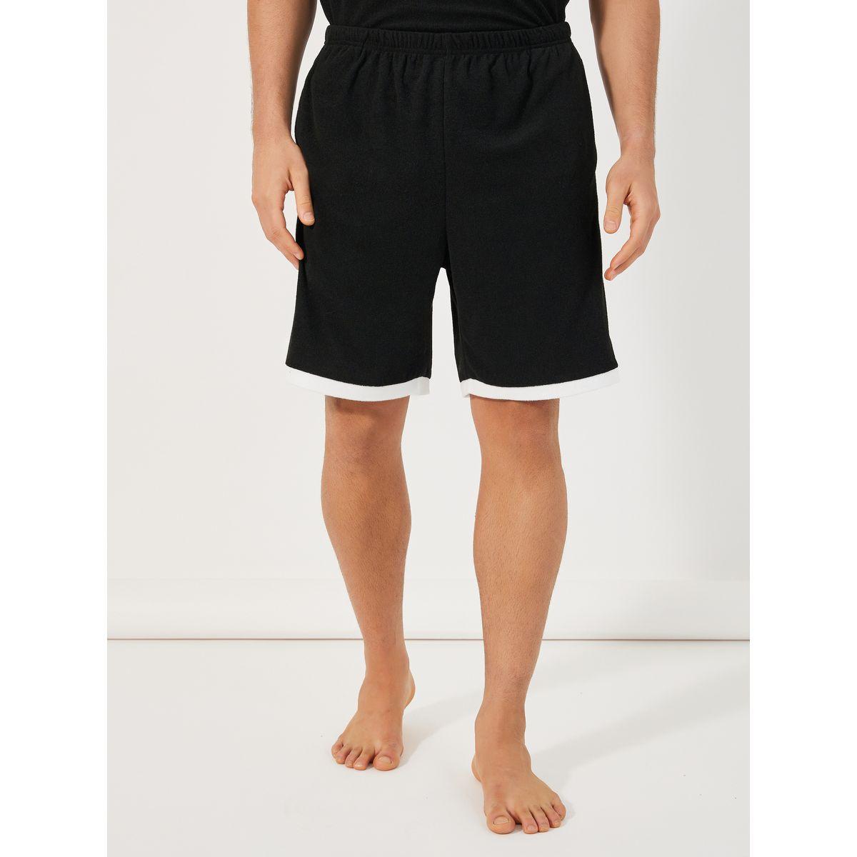 Styli Unwind Towel Knit T-Shirt & Contrast Trim Shorts Set-men-clothing-nightwear-sets-image-5