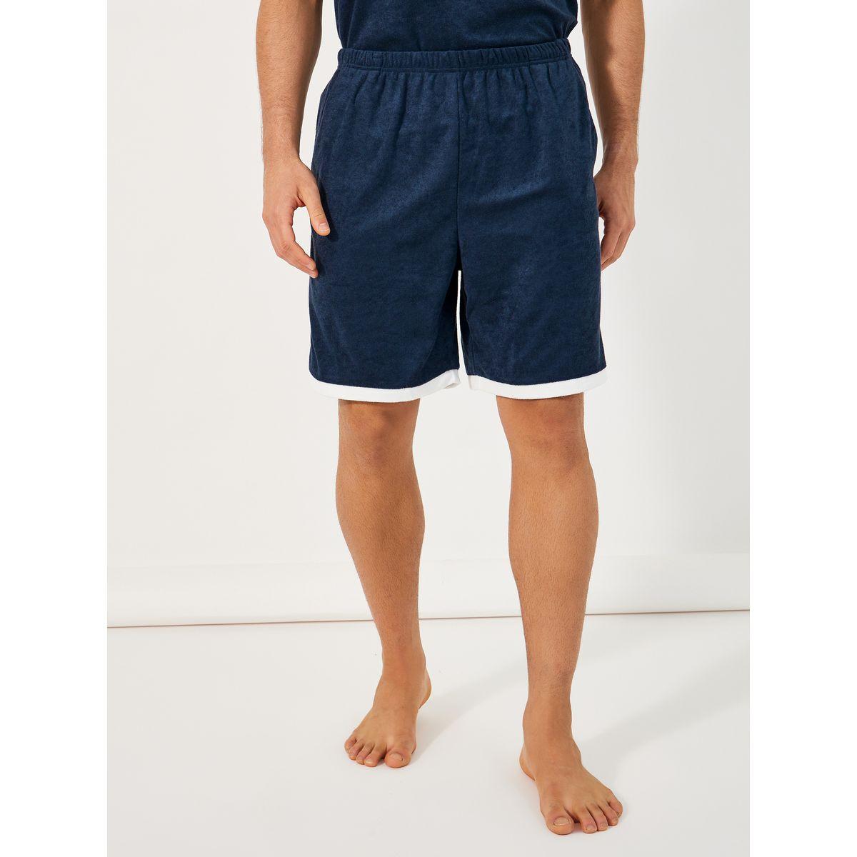 Styli Unwind Towel Knit T-Shirt & Contrast Trim Shorts Set-men-clothing-nightwear-sets-image-5