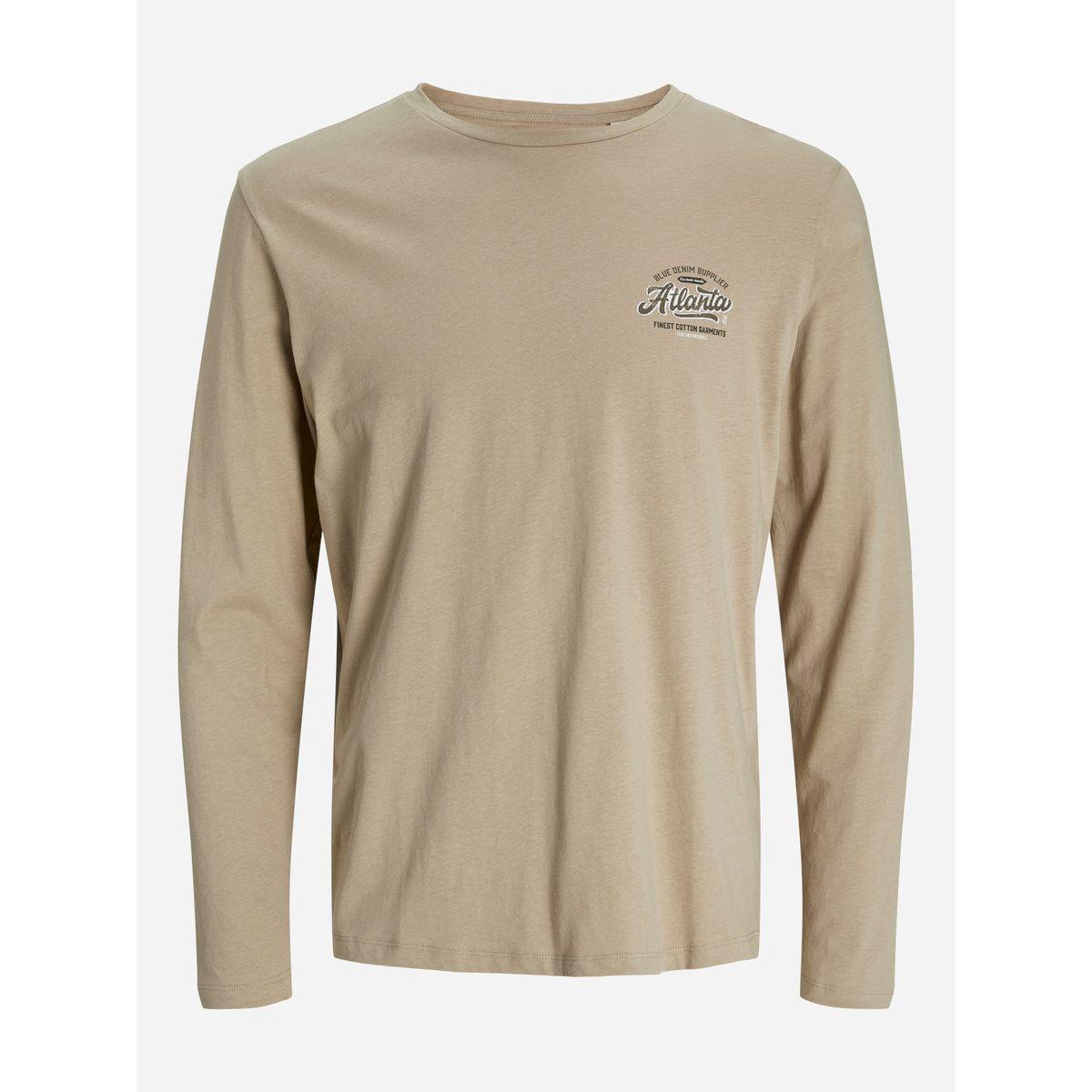 تيشيرت مطبع بطبعة صغيرة مع ياقة دائرية-men-clothing-tshirtsandpolos-tshirts-image-1