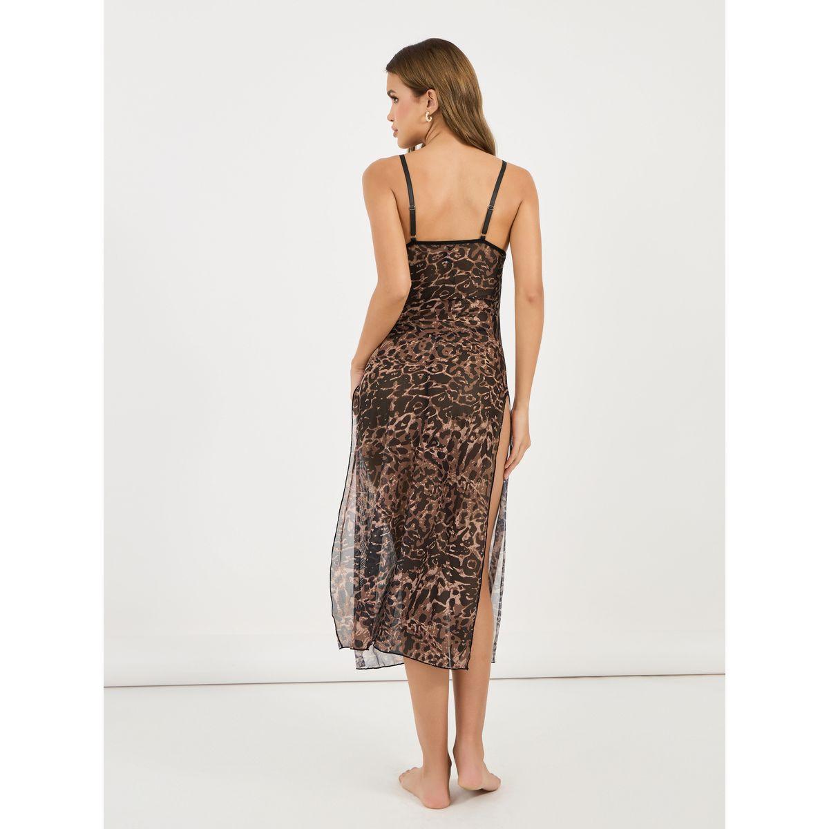 Styli Leopard Print Side Slit Slip Dress with Thong Set-women-clothing-lingerie-babydollsandbodysuits-image-5