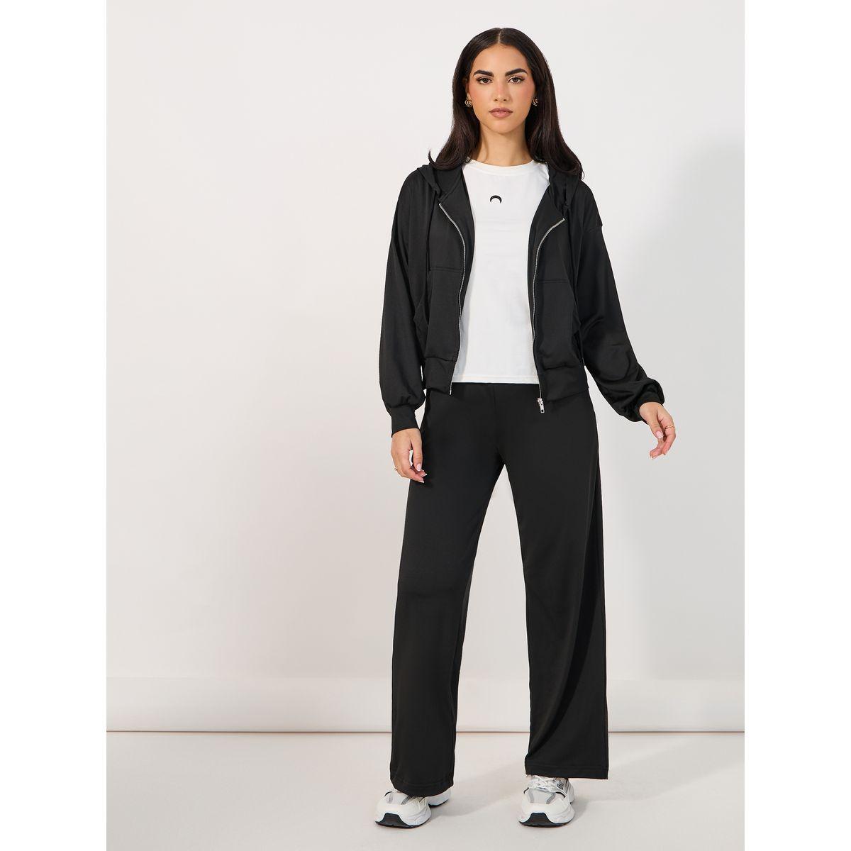 طقم منسق من جوغر وهودي بقصة عادية وسحَّاب غلق-women-clothing-coordsets-image-1