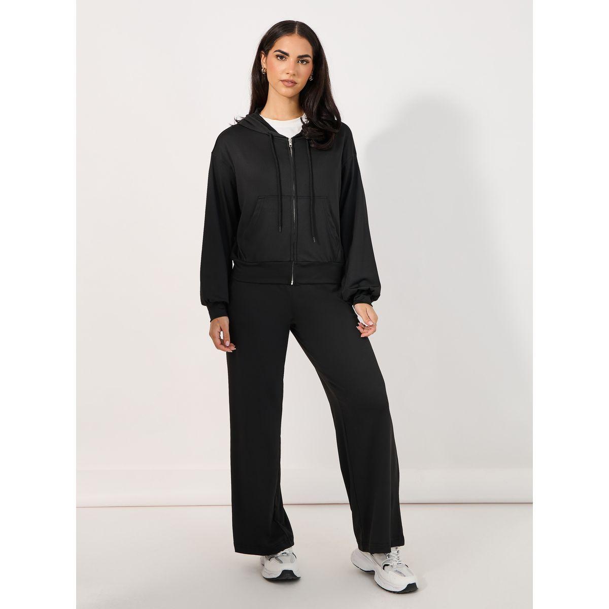 طقم منسق من جوغر وهودي بقصة عادية وسحَّاب غلق-women-clothing-coordsets-image-3