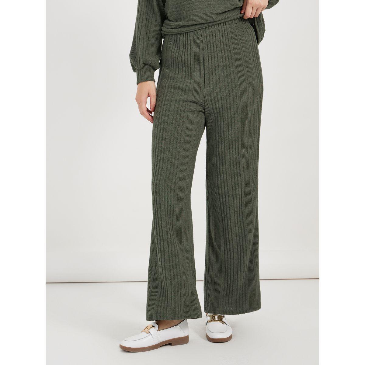 Styli Ribbed Knit Long Sleeves Top & Wide Leg Pants Co-Ords-women-clothing-coordsets-image-5