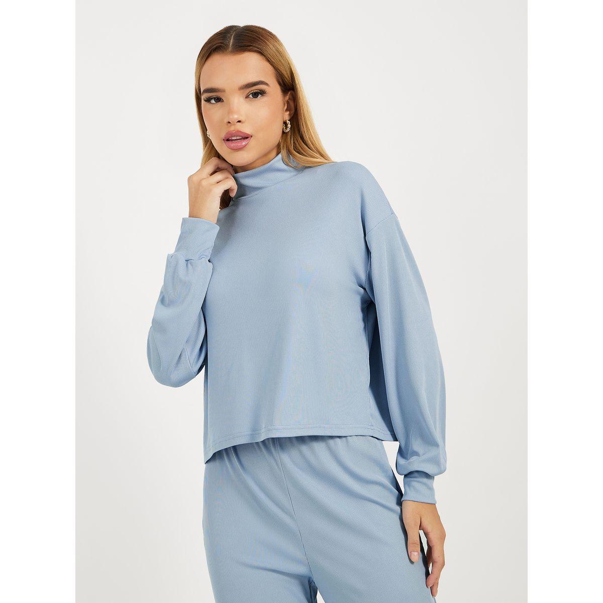 Styli Ribbed Knit High Neck Top & Pants Co-Ords-women-clothing-coordsets-image-3