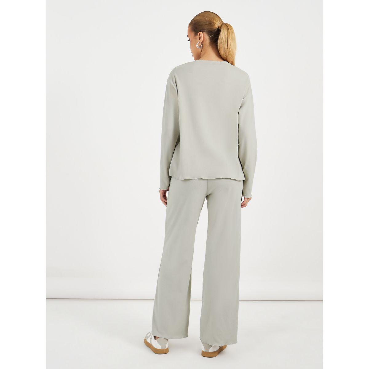 Styli Fleece Crew Neck Sweatshirt & Wide Leg Joggers Co-Ords-women-clothing-coordsets-image-5