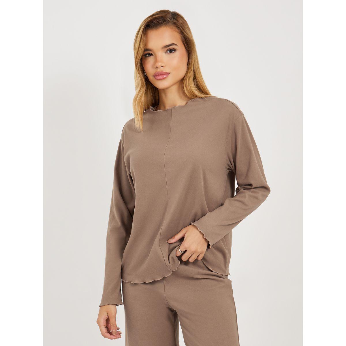طقم منسق من جوغر بأرجل واسعة وسويت شيرت فليس-women-clothing-coordsets-image-2