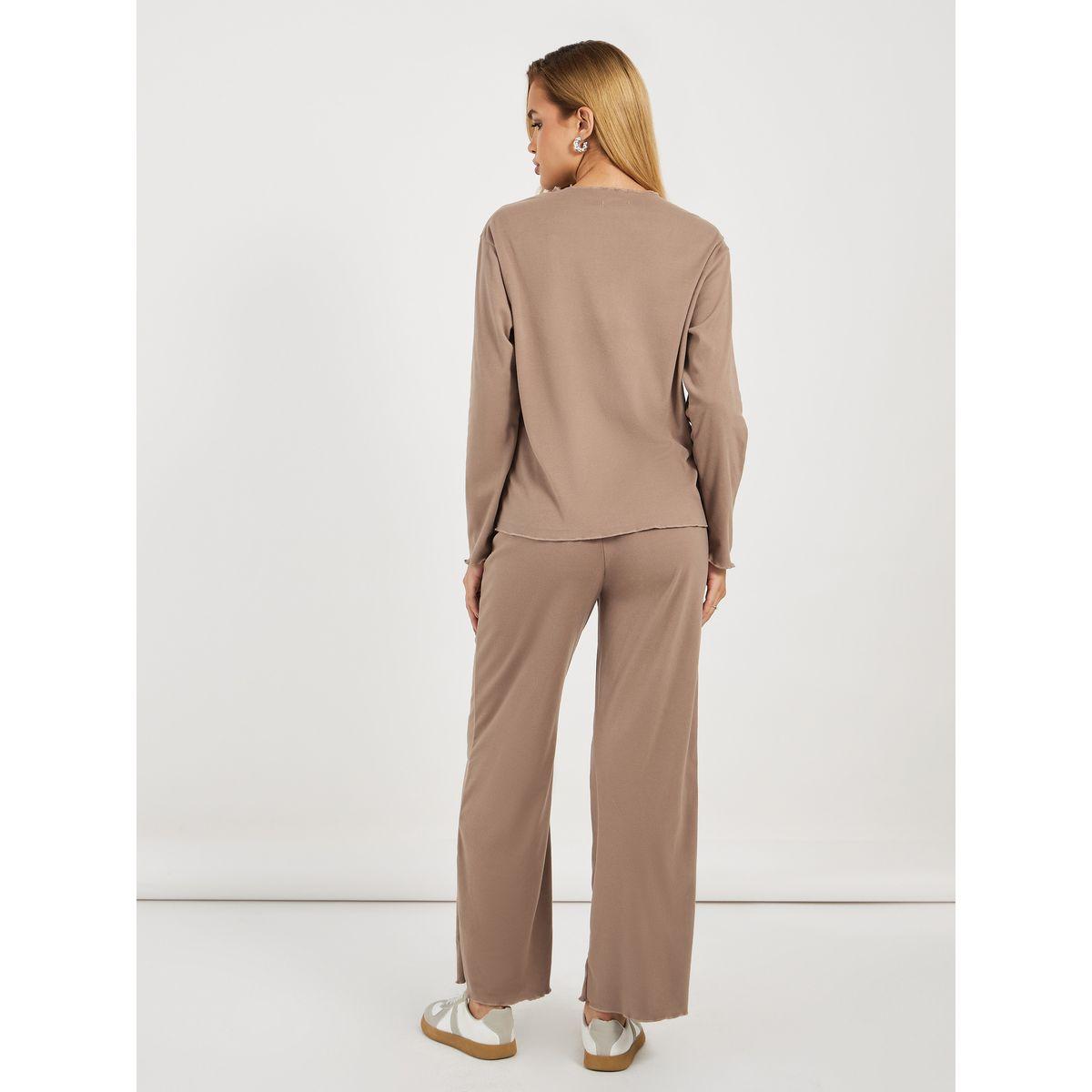 طقم منسق من جوغر بأرجل واسعة وسويت شيرت فليس-women-clothing-coordsets-image-4