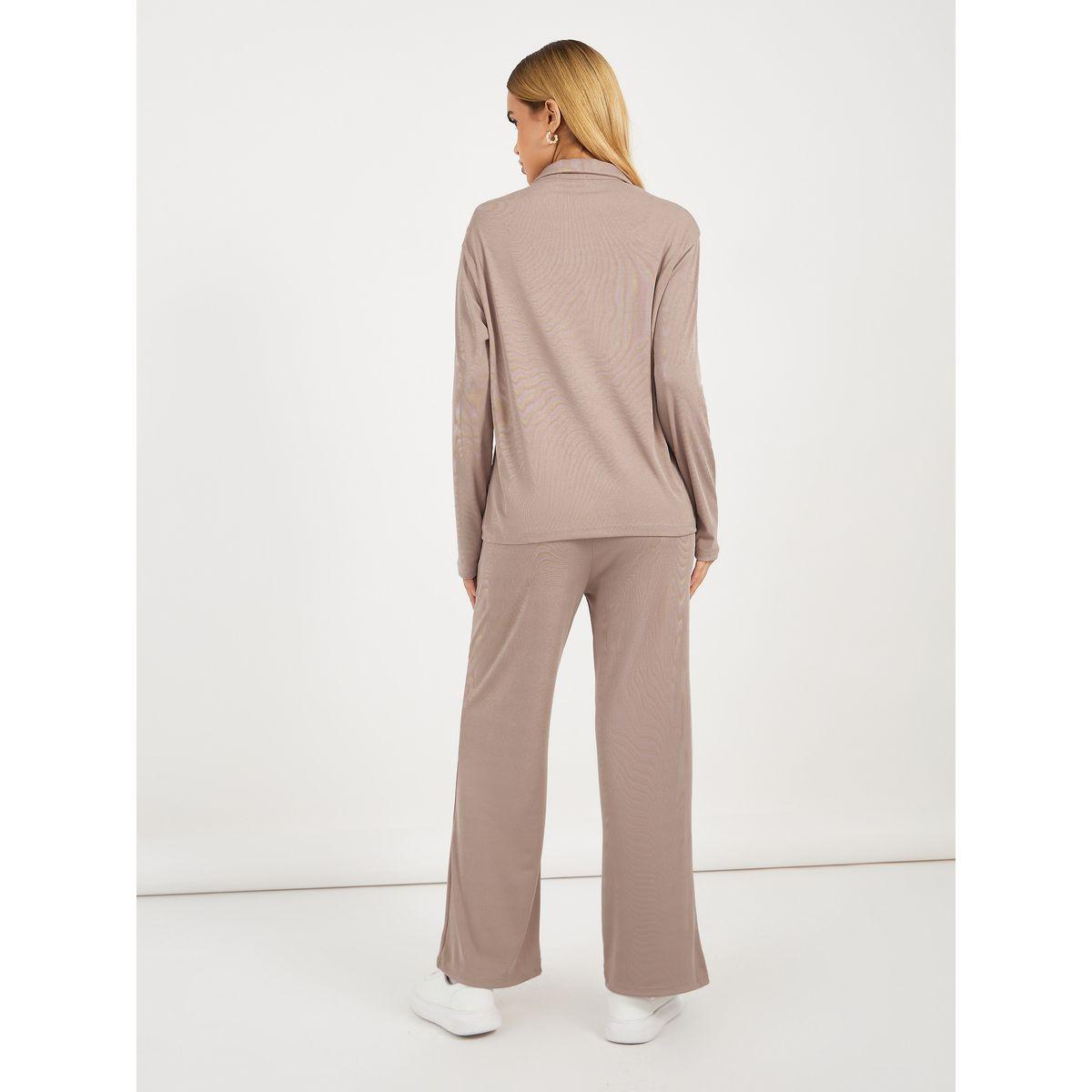 طقم منسق من بنطال وبلوزة بقصة مريحة-women-clothing-coordsets-image-5