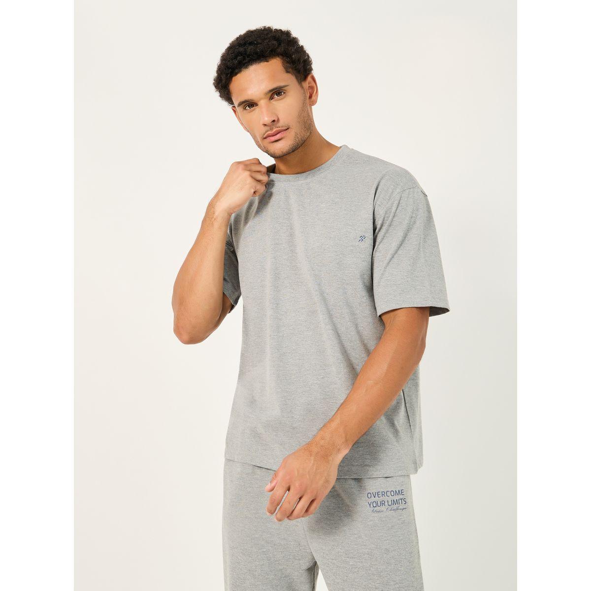 Styli Oversized T-Shirt and Slogan Print Joggers Training Set-men-clothing-sportswearandactivewear-tracksuits-image-2