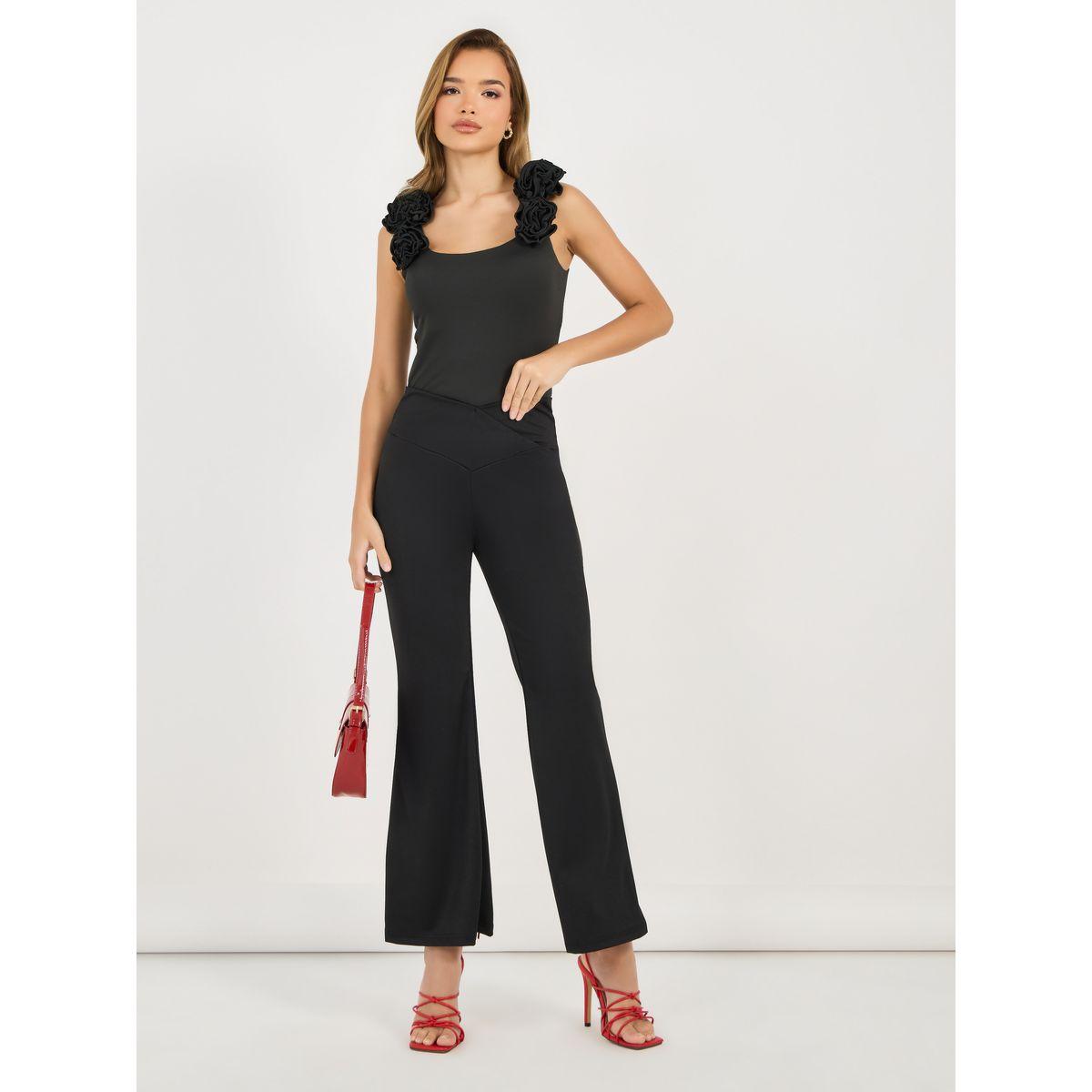 بنطال بحافة واسعة وخصر عالي بتفاصيل كروس-women-clothing-bottoms-trousers-image-1