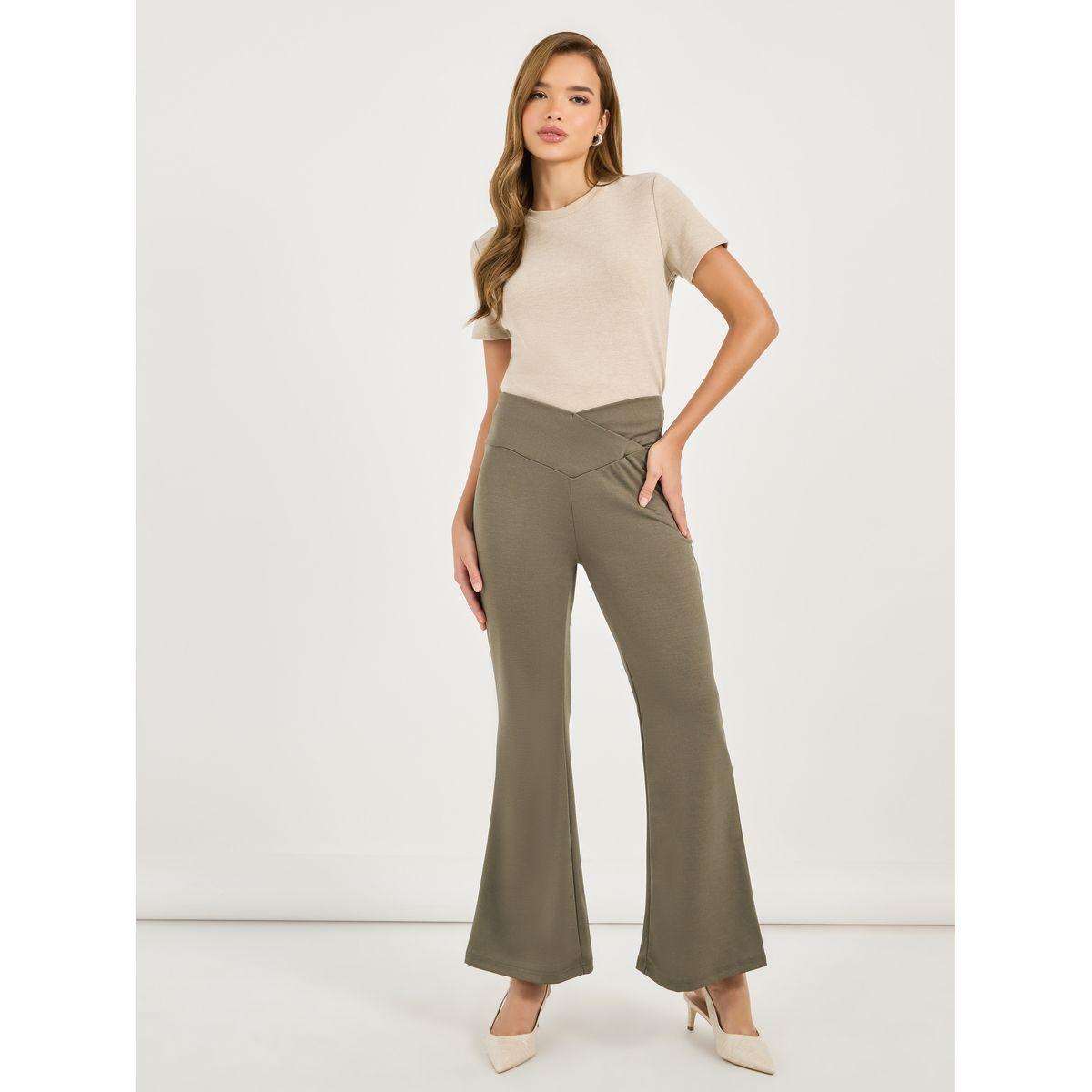 بنطال بحافة واسعة وخصر بنمط لف-women-clothing-bottoms-trousers-image-1