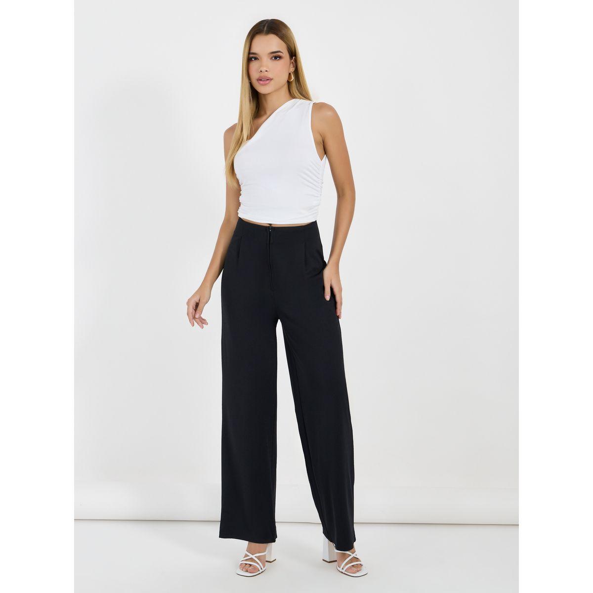 Styli Solid High Rise Wide Leg Pants-women-clothing-bottoms-trousers-image-1