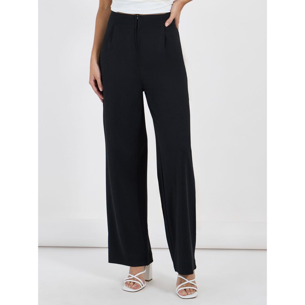 Styli Solid High Rise Wide Leg Pants-women-clothing-bottoms-trousers-image-2