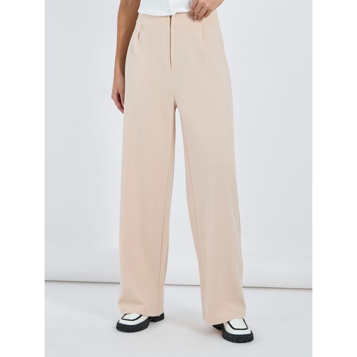 Solid High Rise Wide Leg Pants-women-clothing-bottoms-trousers-image-2