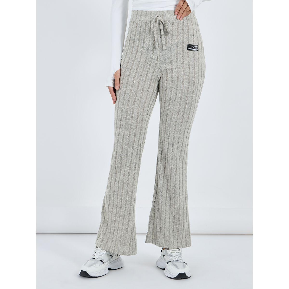 High Rise Ribbed Flared Pants with Patch Detail-women-clothing-bottoms-joggers-image-2