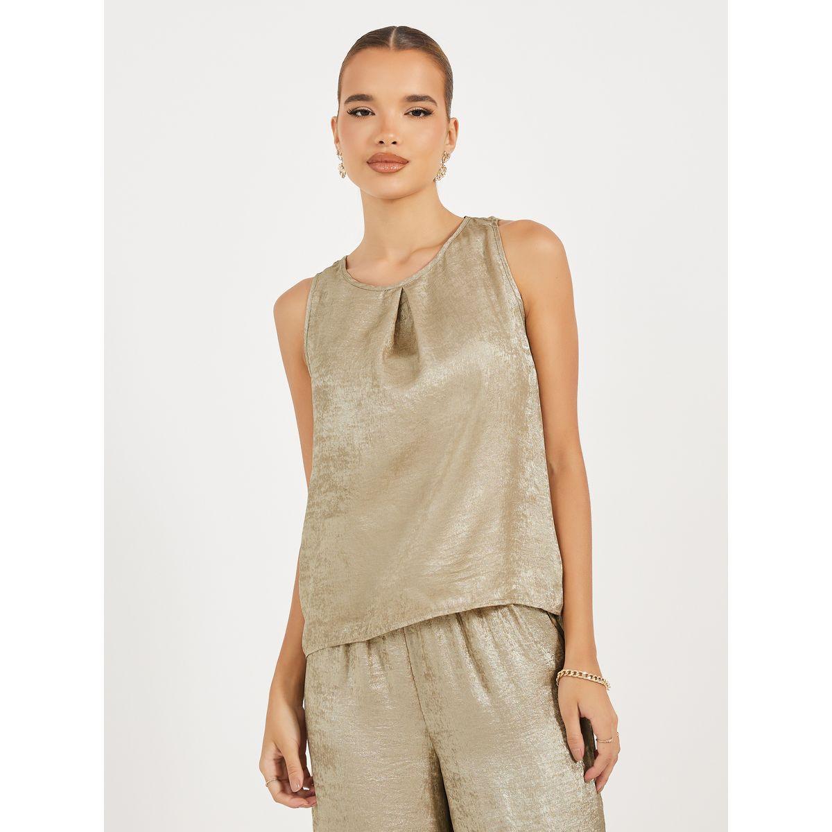طقم منسق من بنطال بأرجل واسعة مع بلوزة بلا أكمام-women-clothing-coordsets-image-3