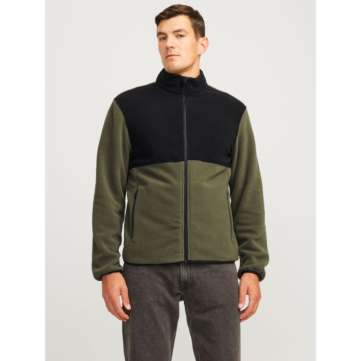 REBEL Contrast Panel Fleece Jacket with Zip Pockets-men-clothing-jacketsandblazers-jackets-image-1