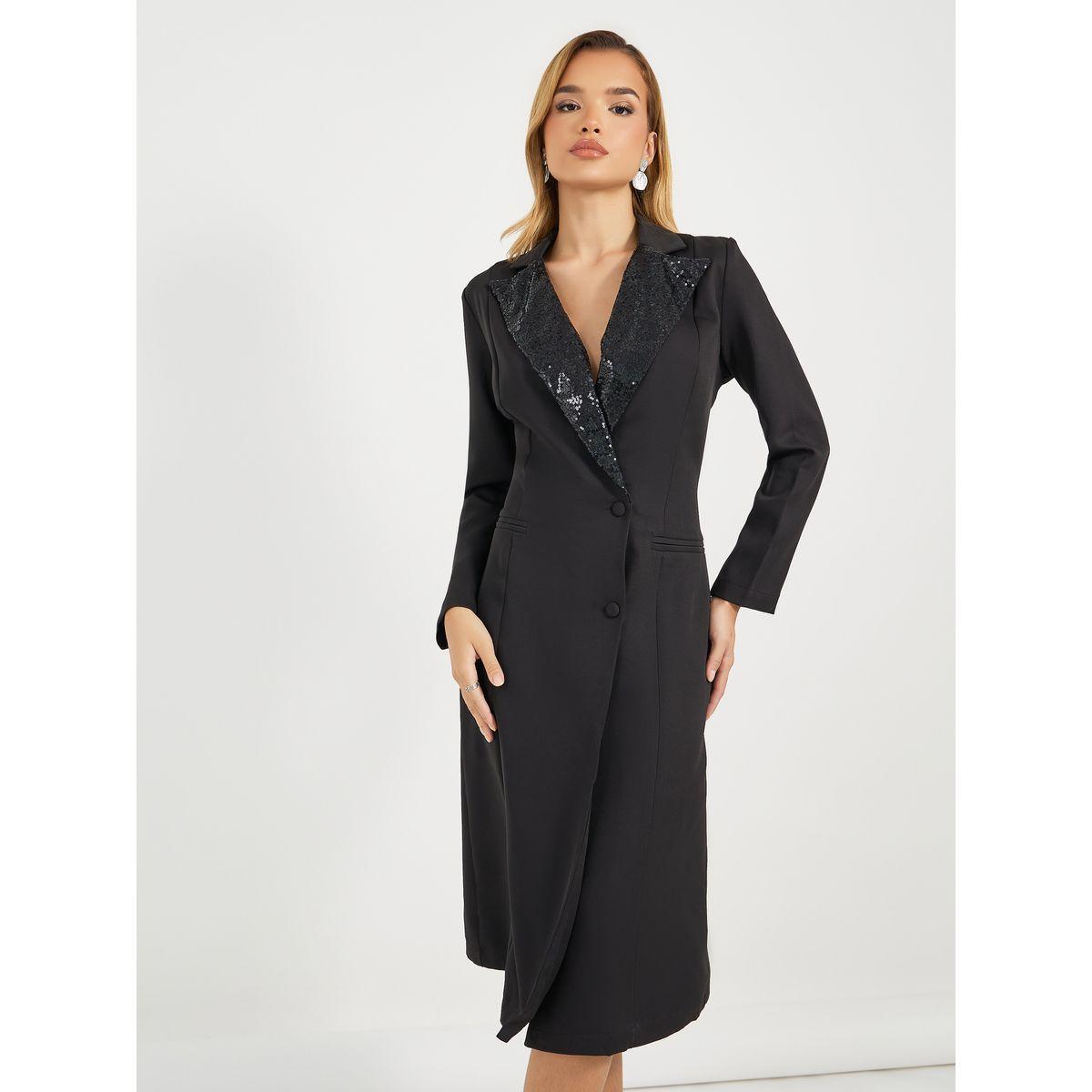 Styli Sequined Notch Collar Blazer Midi Dress-women-clothing-dresses-image-2