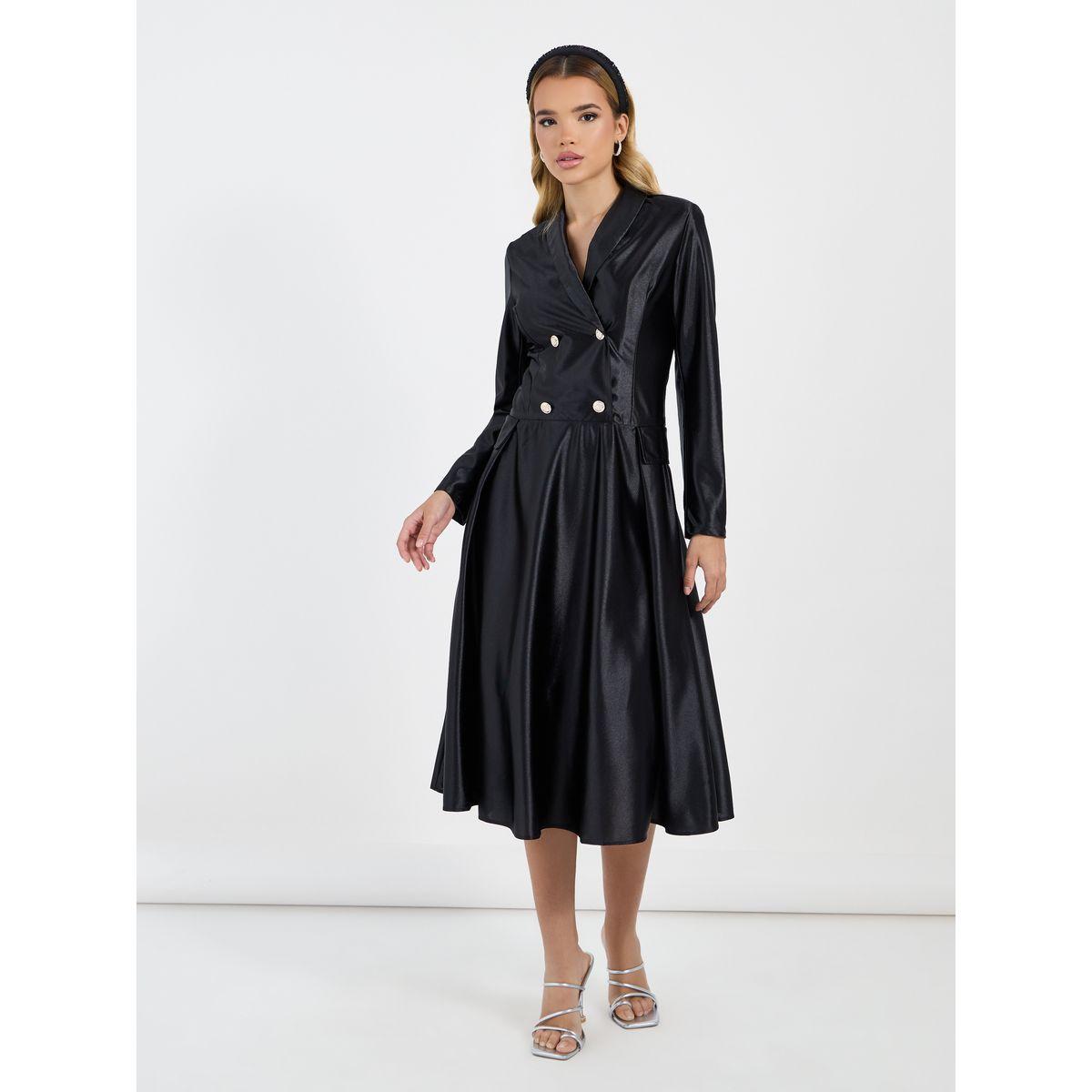 فستان ميدي بنمط بليزر مع أزرار-women-clothing-dresses-image-2