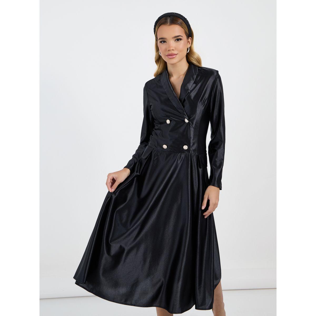 فستان ميدي بنمط بليزر مع أزرار-women-clothing-dresses-image-4