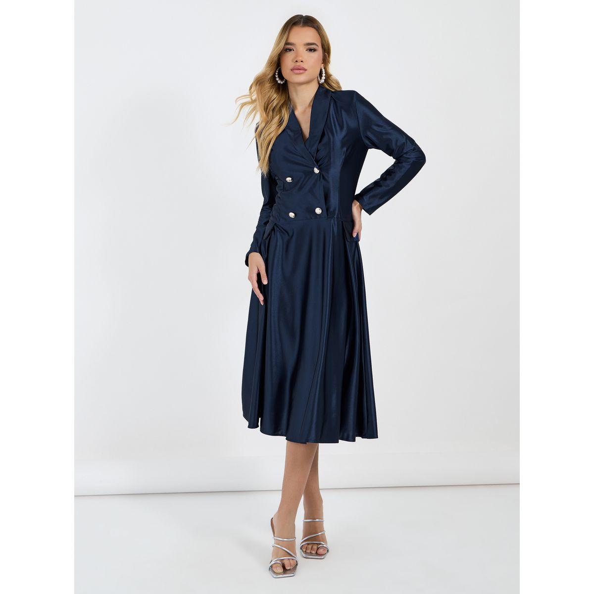 Styli Notch Collar Double Breasted Blazer Midi Dress-women-clothing-dresses-image-1