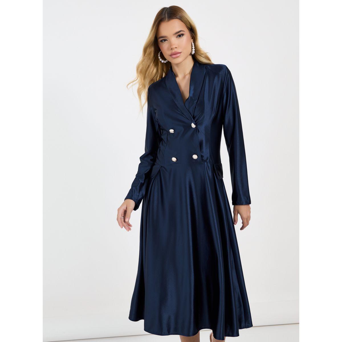 Styli Notch Collar Double Breasted Blazer Midi Dress-women-clothing-dresses-image-2