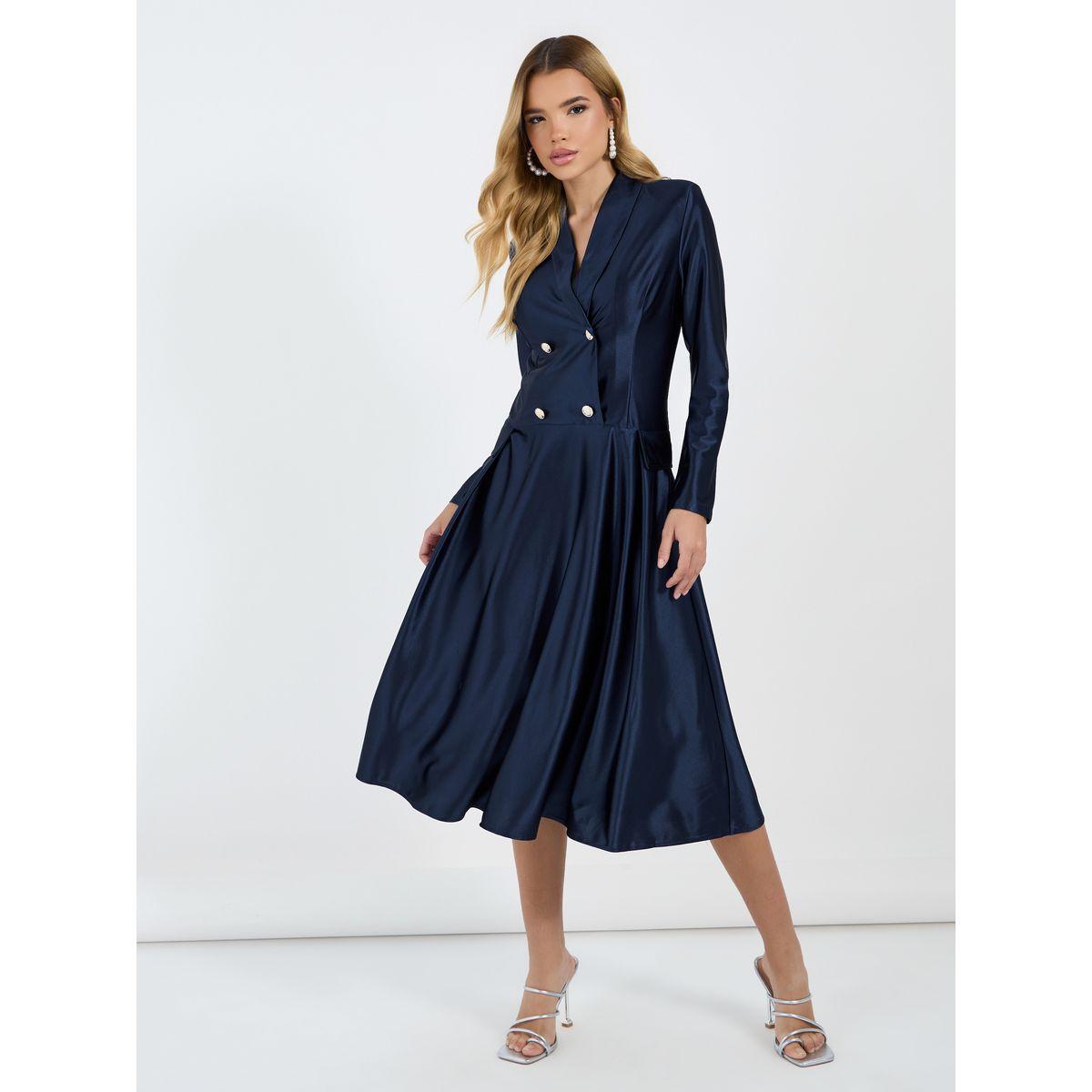 Styli Notch Collar Double Breasted Blazer Midi Dress-women-clothing-dresses-image-5