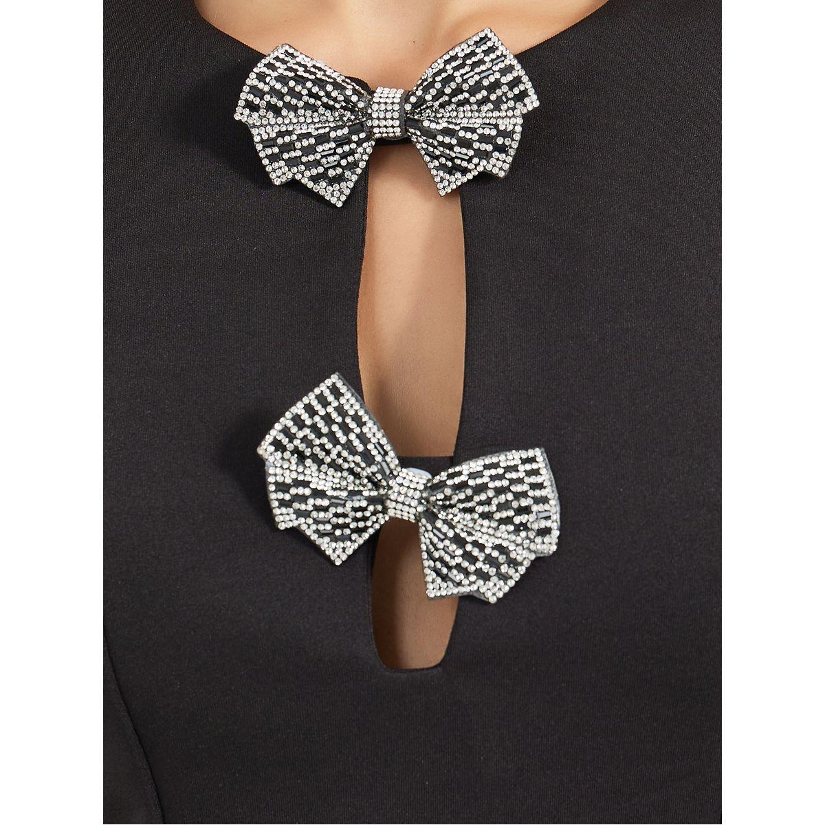 Styli Embellished Bow Details Short Sleeves Knee-Length Dress-women-clothing-dresses-image-3