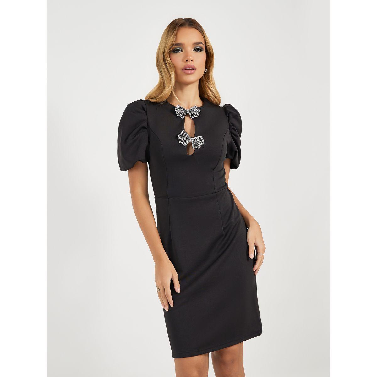 Styli Embellished Bow Details Short Sleeves Knee-Length Dress-women-clothing-dresses-image-5