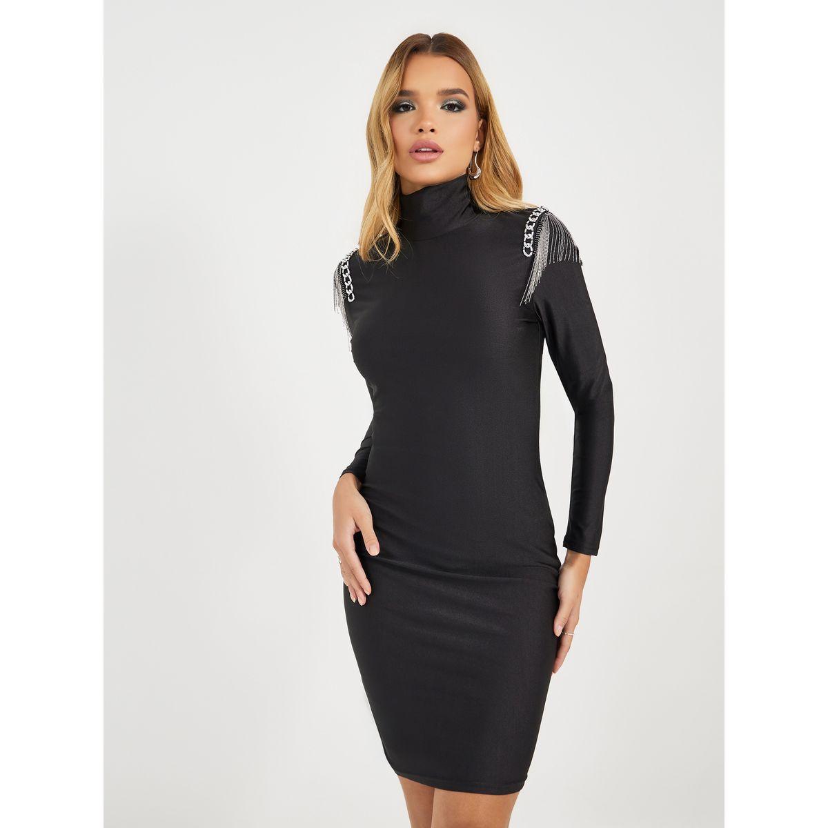 Styli Tasseled Chain Accent Bodycon Mini Dress-women-clothing-dresses-image-2