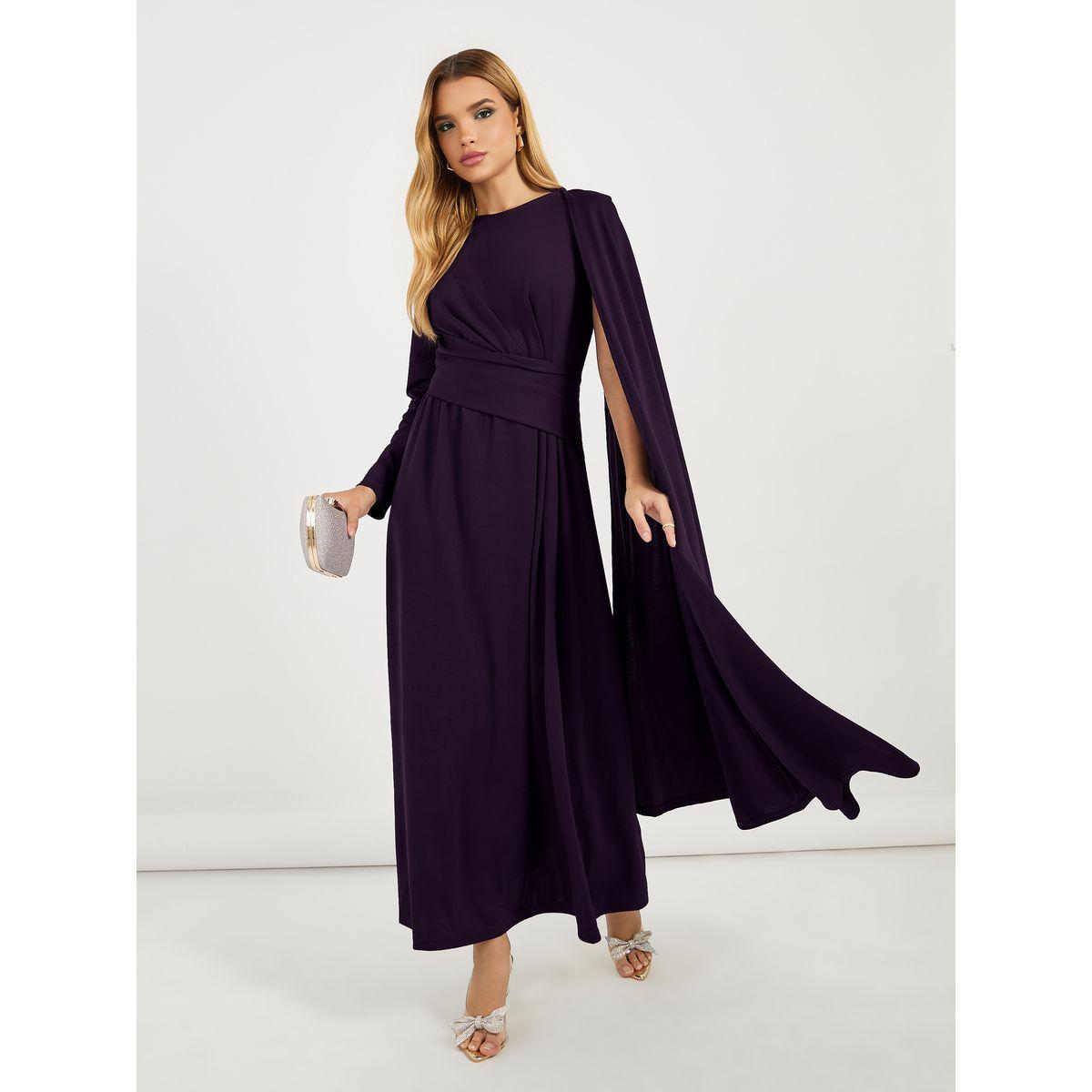 Styli One Shoulder Cape Sleeve A-Line Maxi Dress-women-clothing-dresses-image-1