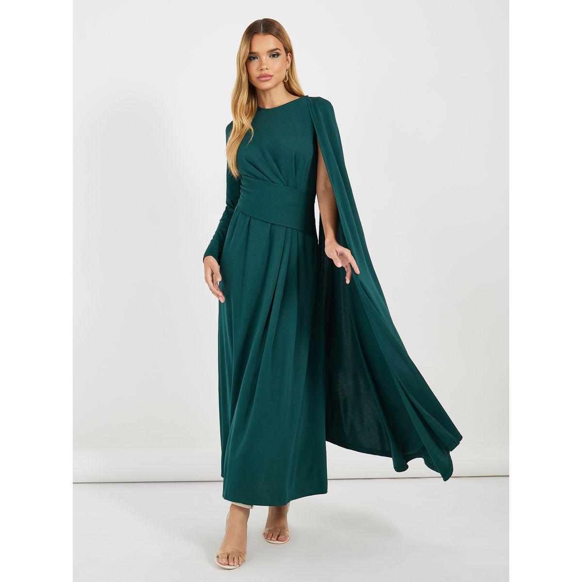 Styli Drape Cape Sleeve A-Line Maxi Dress-women-clothing-dresses-image-1