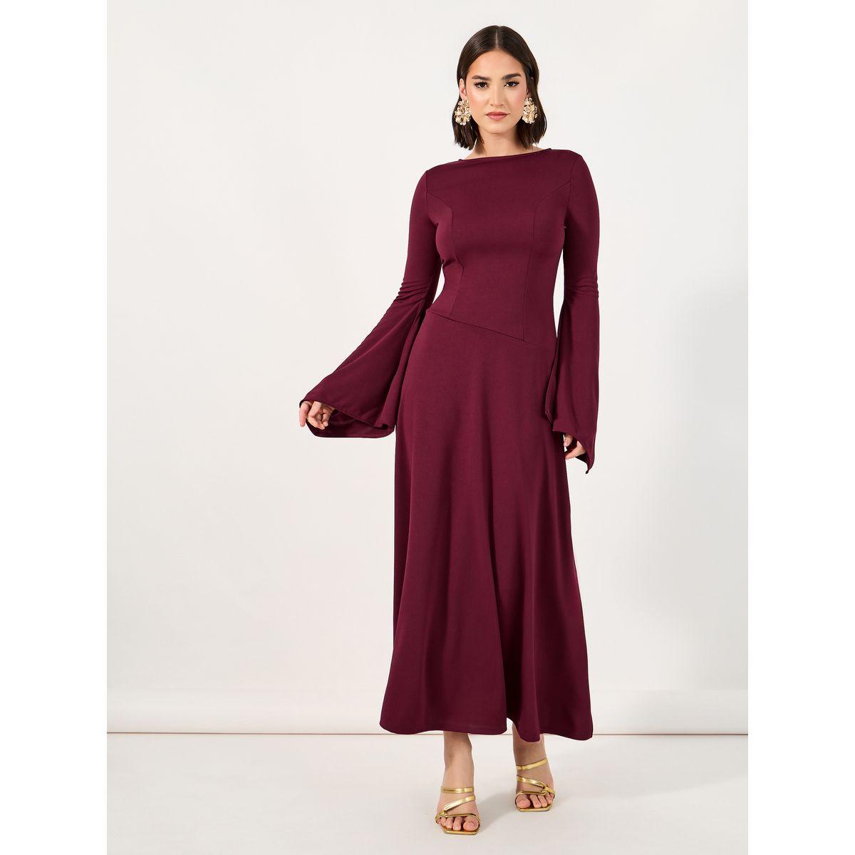 Styli Asymmetric Bell Sleeves A-Line Maxi Dress-women-clothing-dresses-image-1