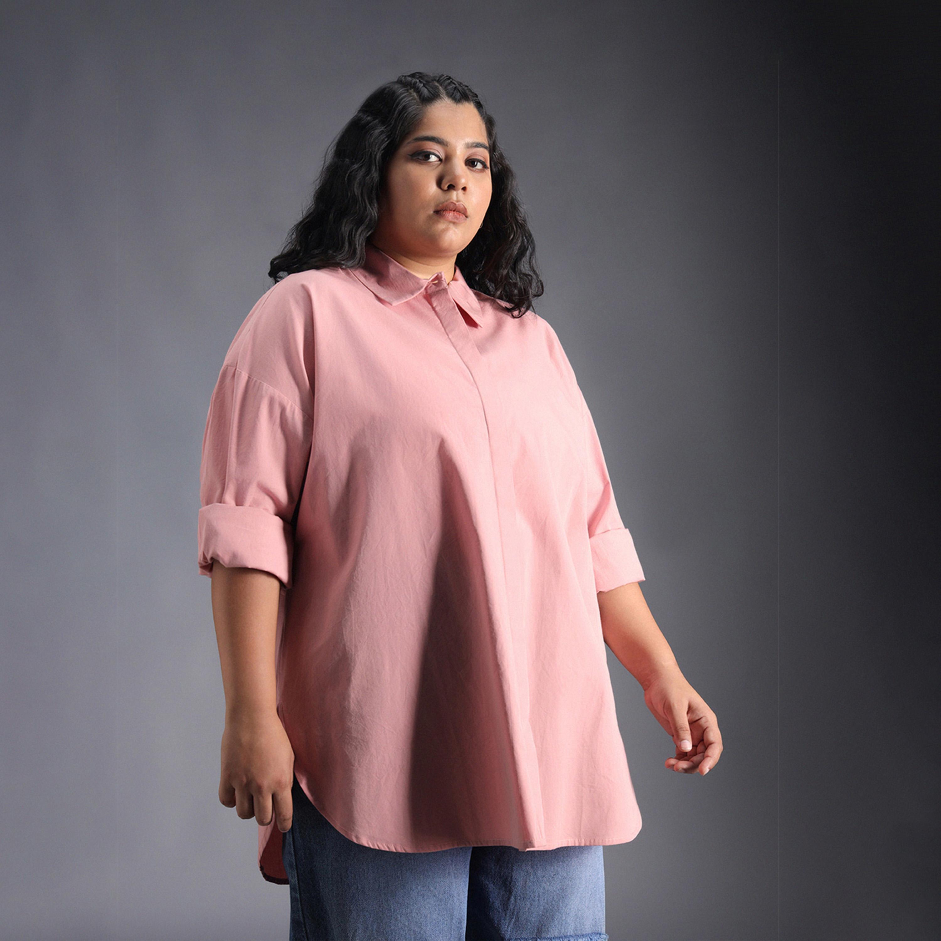 هاي ستار × ستايلي-  قميص كاجوال كلاسيكي كبير الحجم مقاس كبير-women-clothing-shirtsandblouses-shirts-image-2