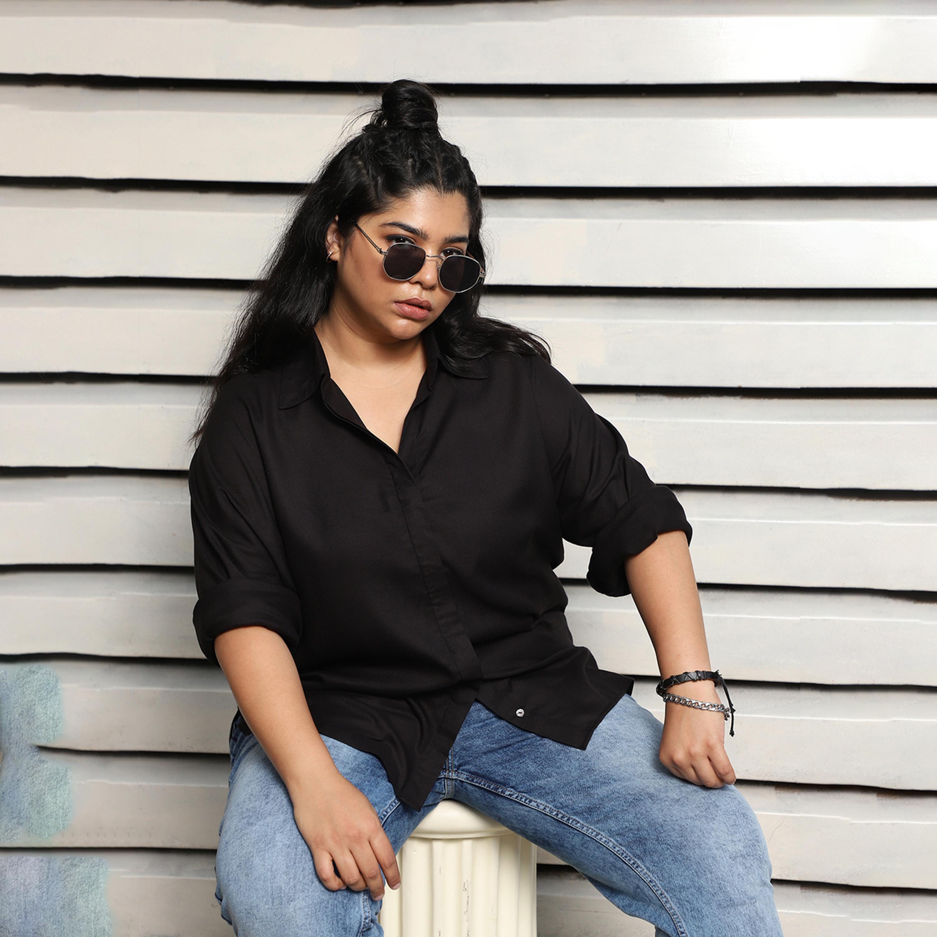 High Star X Styli Plus Size Boxy Casual Shirt With Button Placket-women-clothing-shirtsandblouses-shirts-image-1