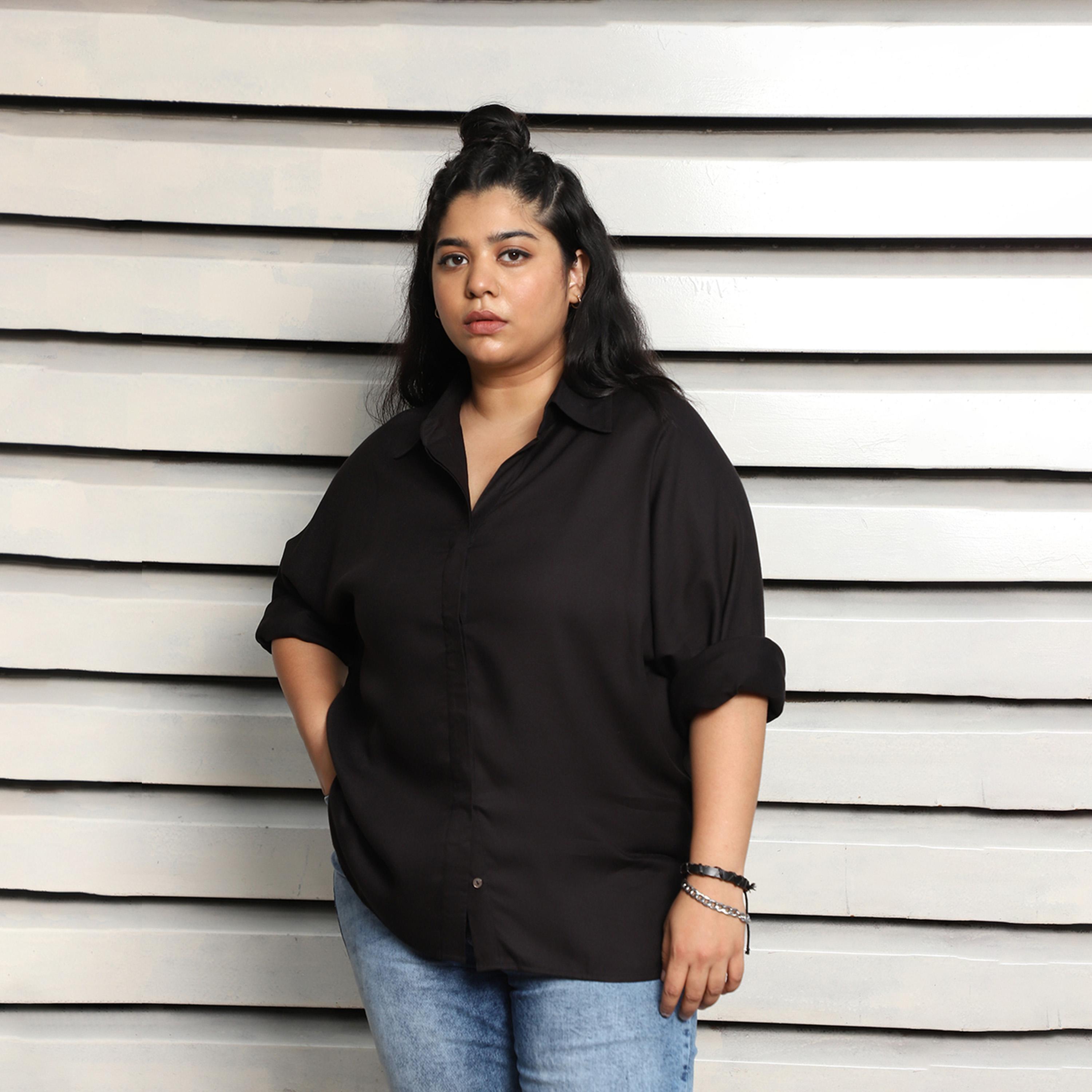High Star X Styli Plus Size Boxy Casual Shirt With Button Placket-women-clothing-shirtsandblouses-shirts-image-2