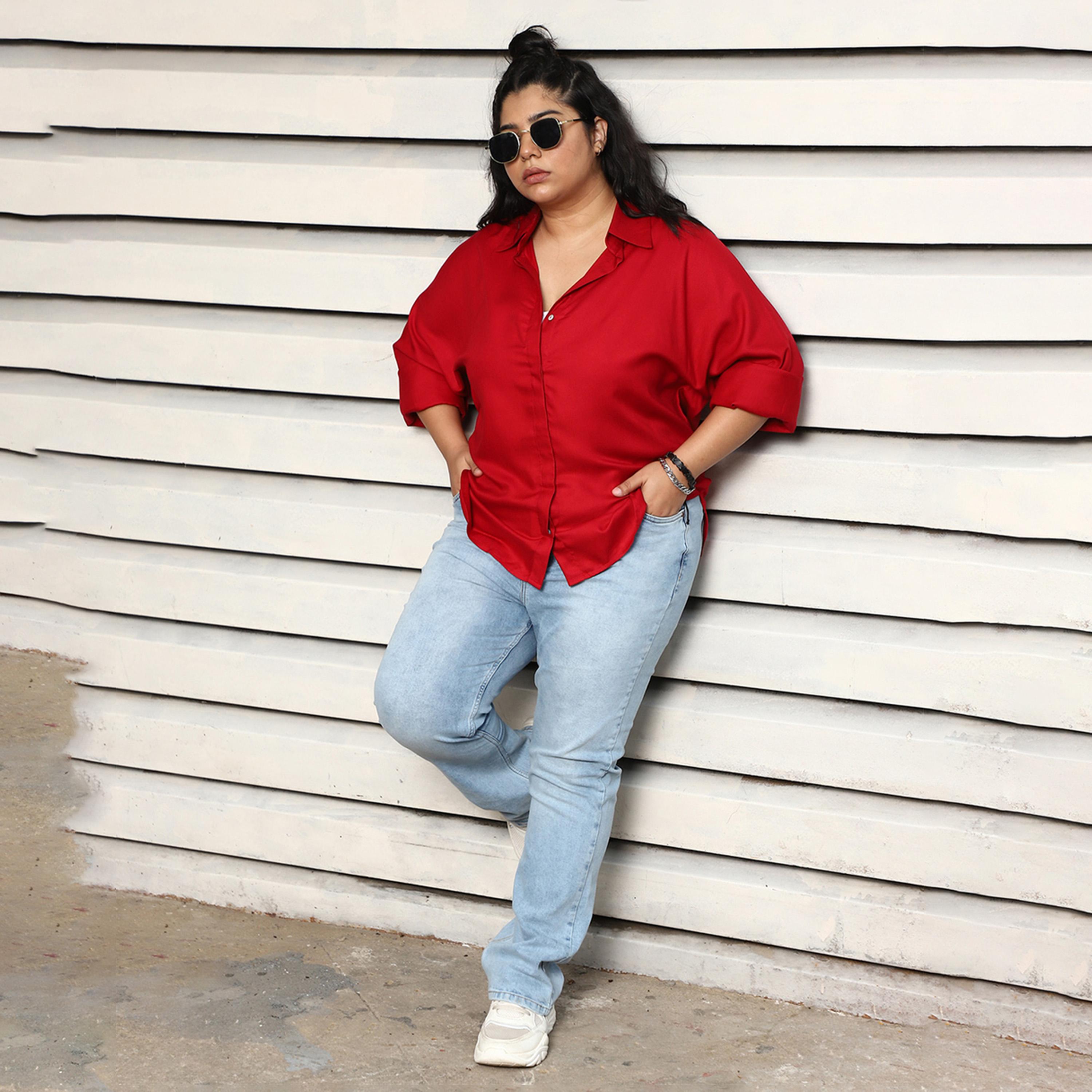 High Star X Styli Plus Size Boxy Casual Shirt With Button Placket-women-clothing-shirtsandblouses-shirts-image-1