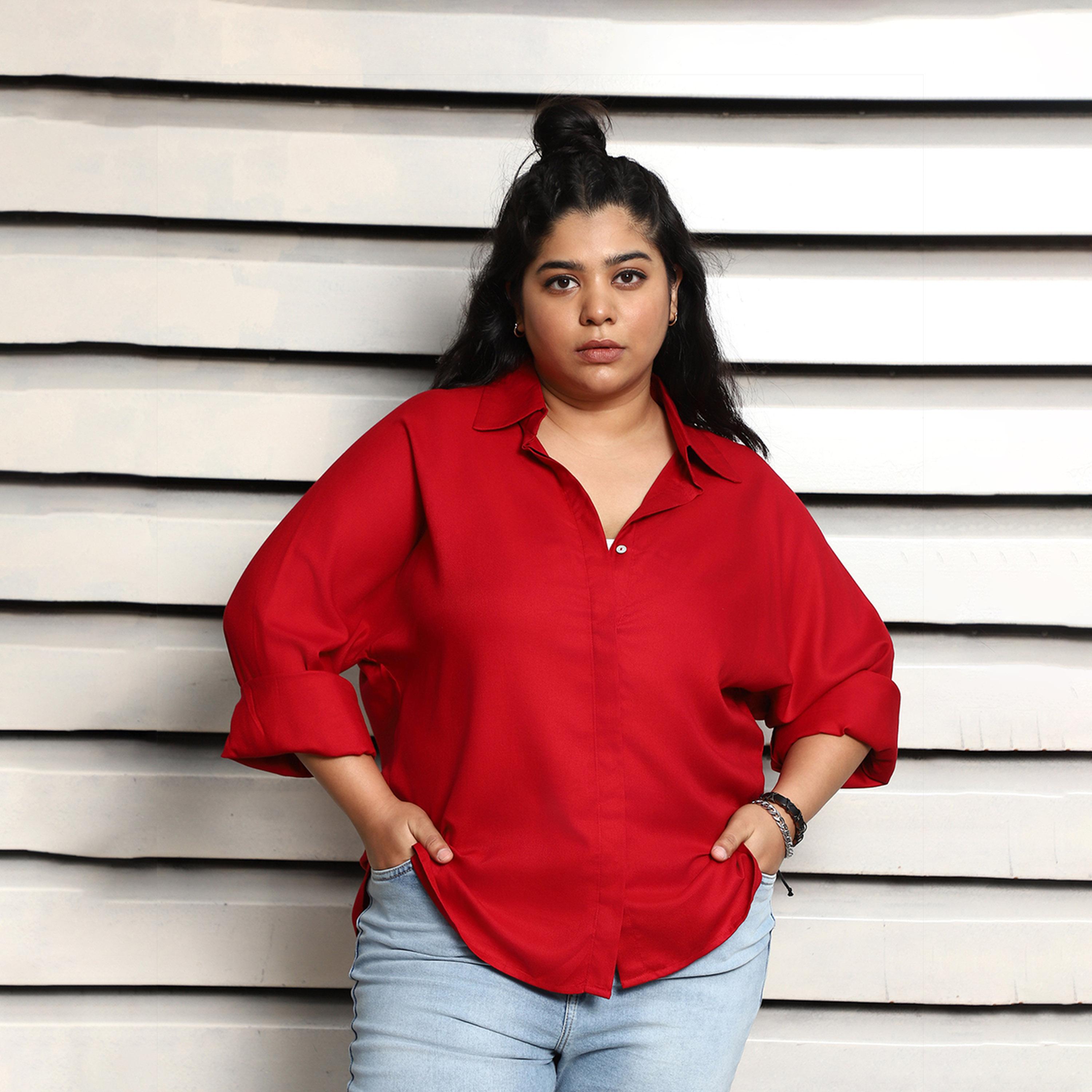 High Star X Styli Plus Size Boxy Casual Shirt With Button Placket-women-clothing-shirtsandblouses-shirts-image-6