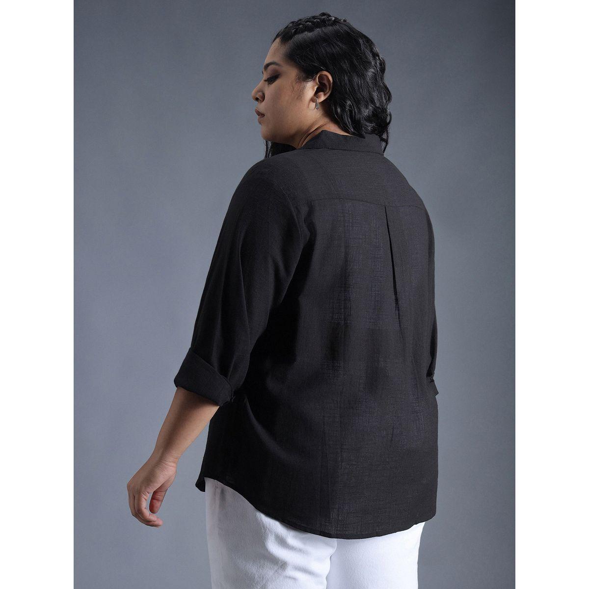 High Star Plus Size Solid Regular Fit Shirt with Pocket Detail-women-clothing-shirtsandblouses-shirts-image-3