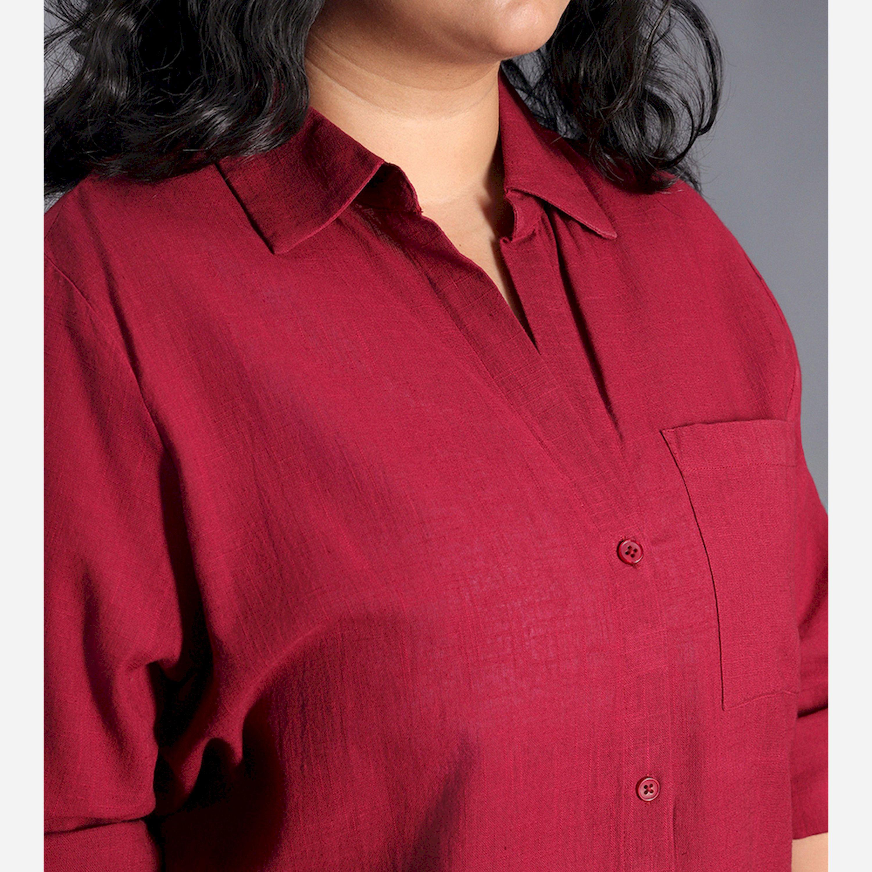 High Star X Styli Plus Size Solid Regular Fit Shirt With Pocket Detail-women-clothing-shirtsandblouses-shirts-image-2