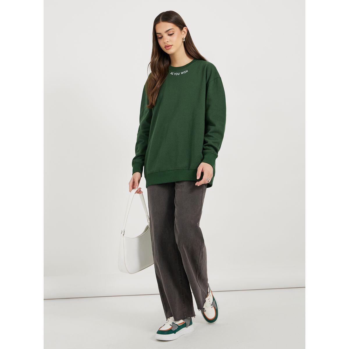 Styli Regular Fit Longline Slogan Sweatshirt-women-winterwear-hoodiesandsweatshirts-sweatshirts-image-2