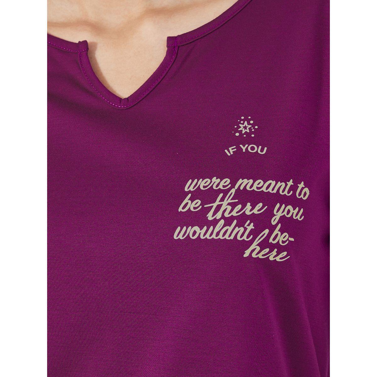 Styli Unwind Slogan Print Notch Neck T-Shirt & Pyjama Set-women-clothing-nightwear-pyjamas-longsets-image-3