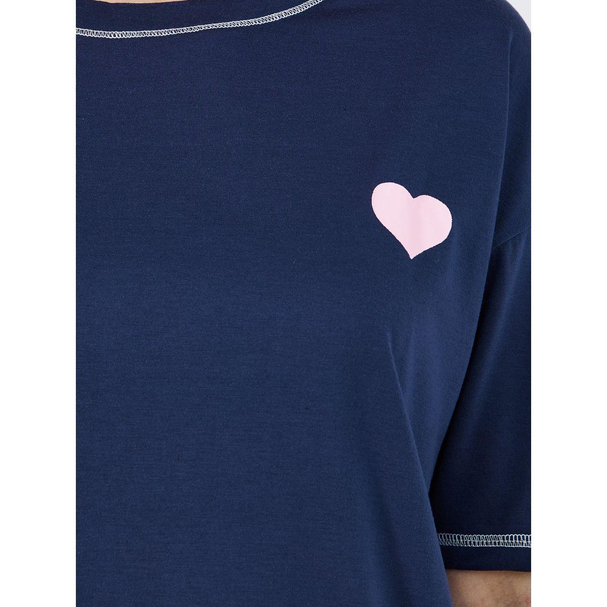 طقم من بنطال بيجاما وتيشيرت بطبعة كتابة وأكتاف منخفضة-women-clothing-nightwear-pyjamas-longsets-image-3