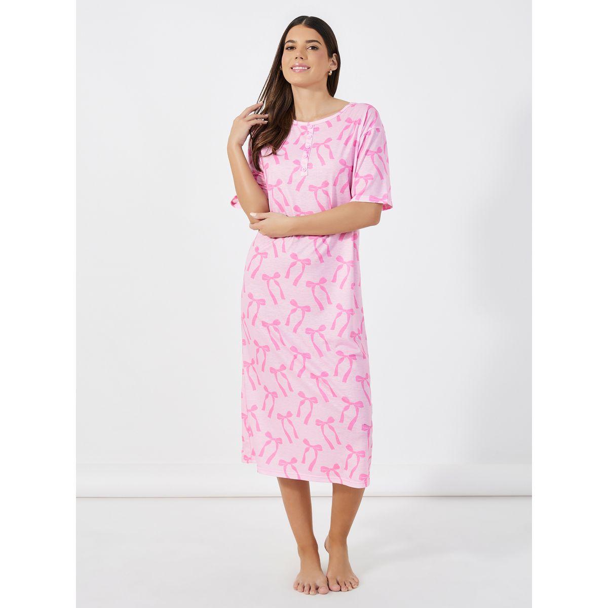 قميص نوم بطبعة فيونكات مع أزرار-women-clothing-nightwear-nighties-image-2