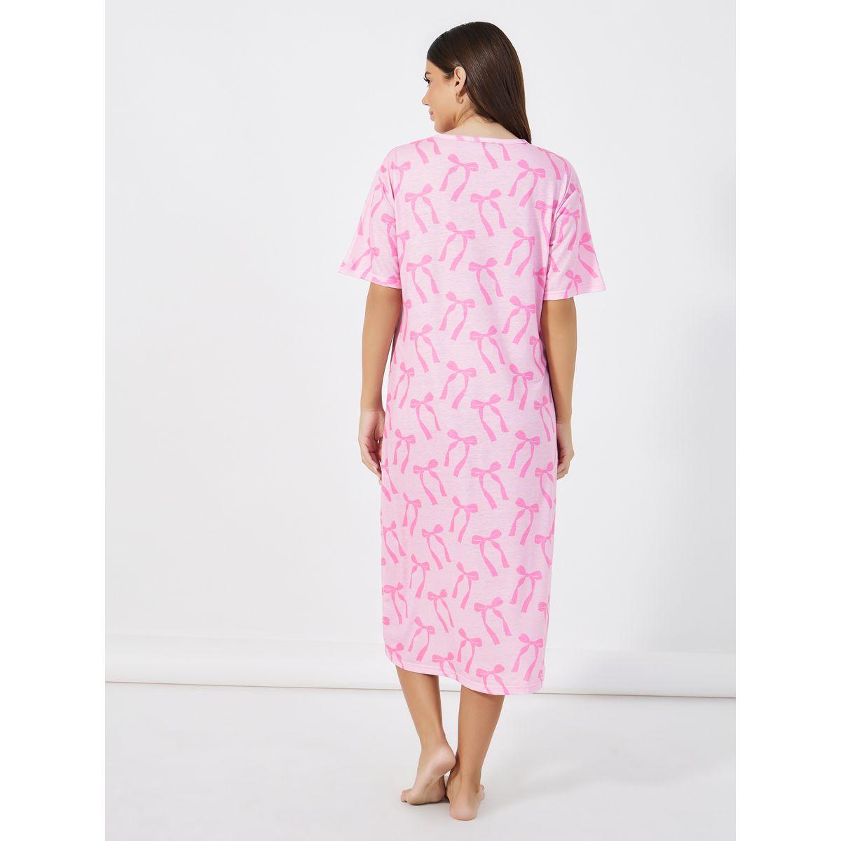 قميص نوم بطبعة فيونكات مع أزرار-women-clothing-nightwear-nighties-image-4