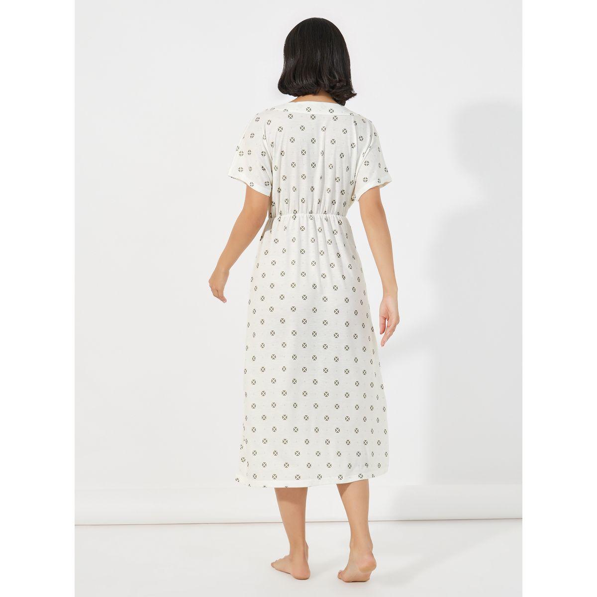 قميص نوم بنمط لف مع تفاصيل دانتيل وانماط هندسية-women-clothing-nightwear-nighties-image-4
